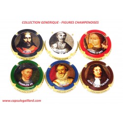 Série de 6 Capsules de Champagne GENERIQUE (Figures Champenoises)
