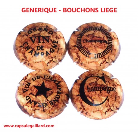 Série de 4 Capsules de Champagne GENERIQUE (Bouchon Liège)